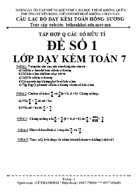 Bộ đề thi môn Toán Lớp 7